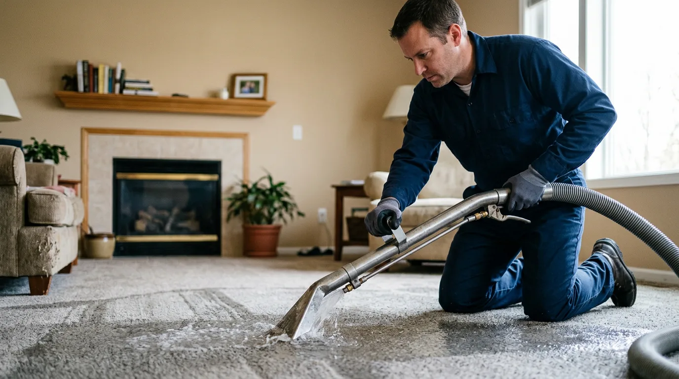 Water damage restoration technician working near South Bethlehem, NY